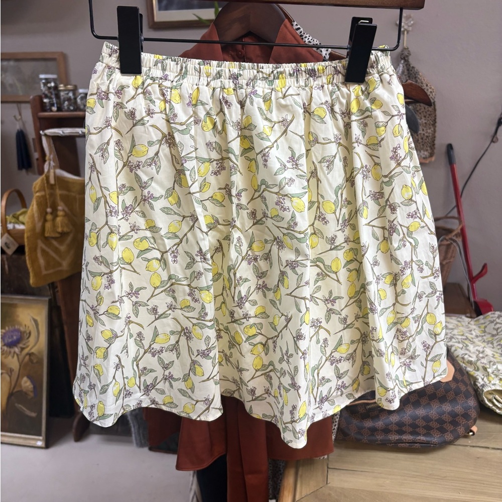 Together A-Line Skirt with Lemon and Floral Print
